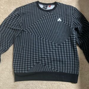 Airwalk Men's Black and Gray Checkered Crewneck Sweater